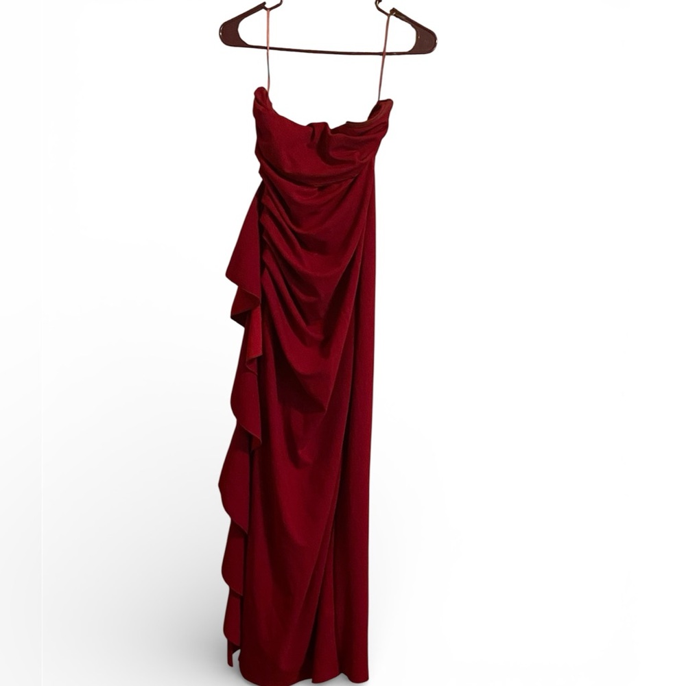 SHEIN Strapless Ankle Length Dress Red Large